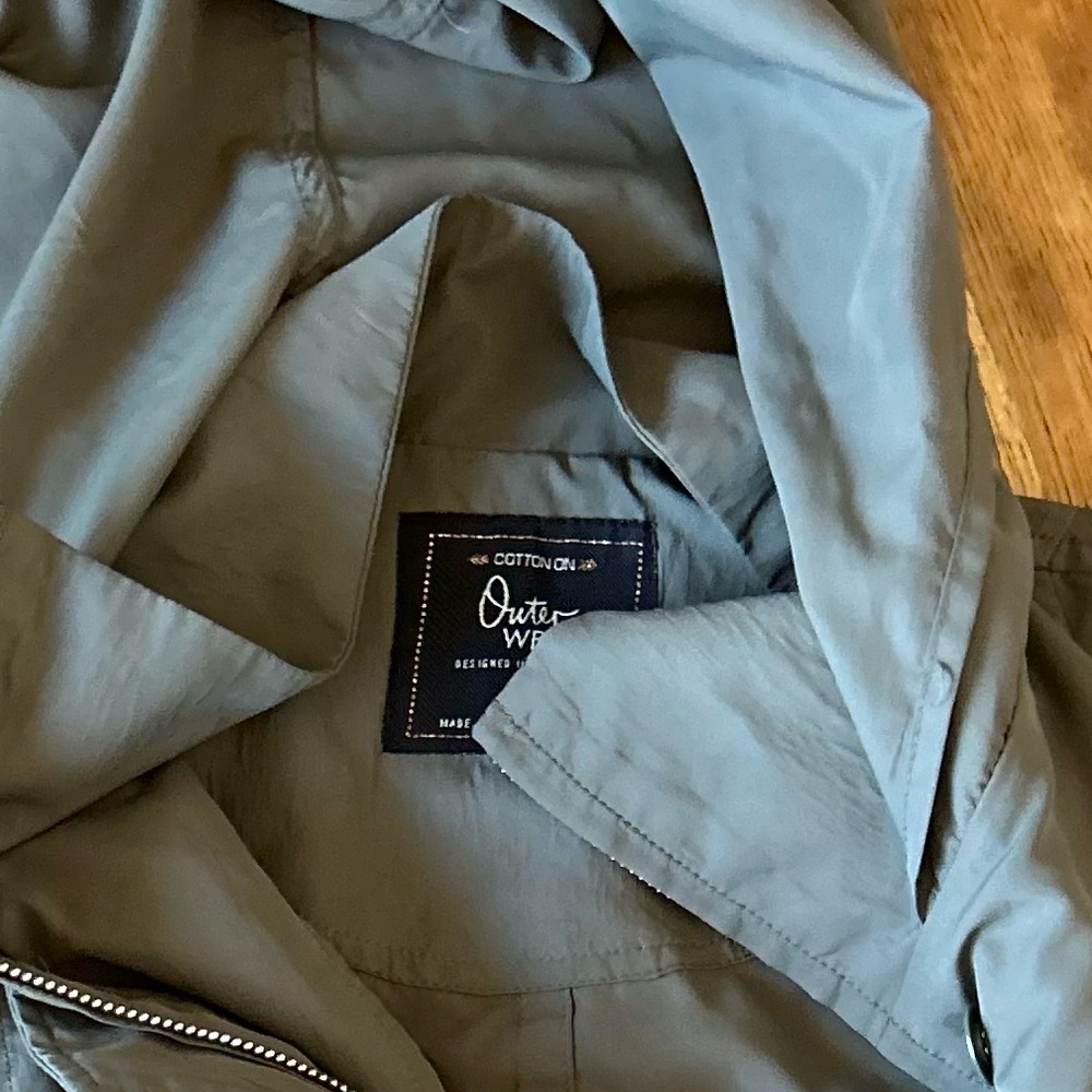 CottonOn Olive Green Jacket trench windbreaker anorak long coat lightweight xs - Picture 12 of 13